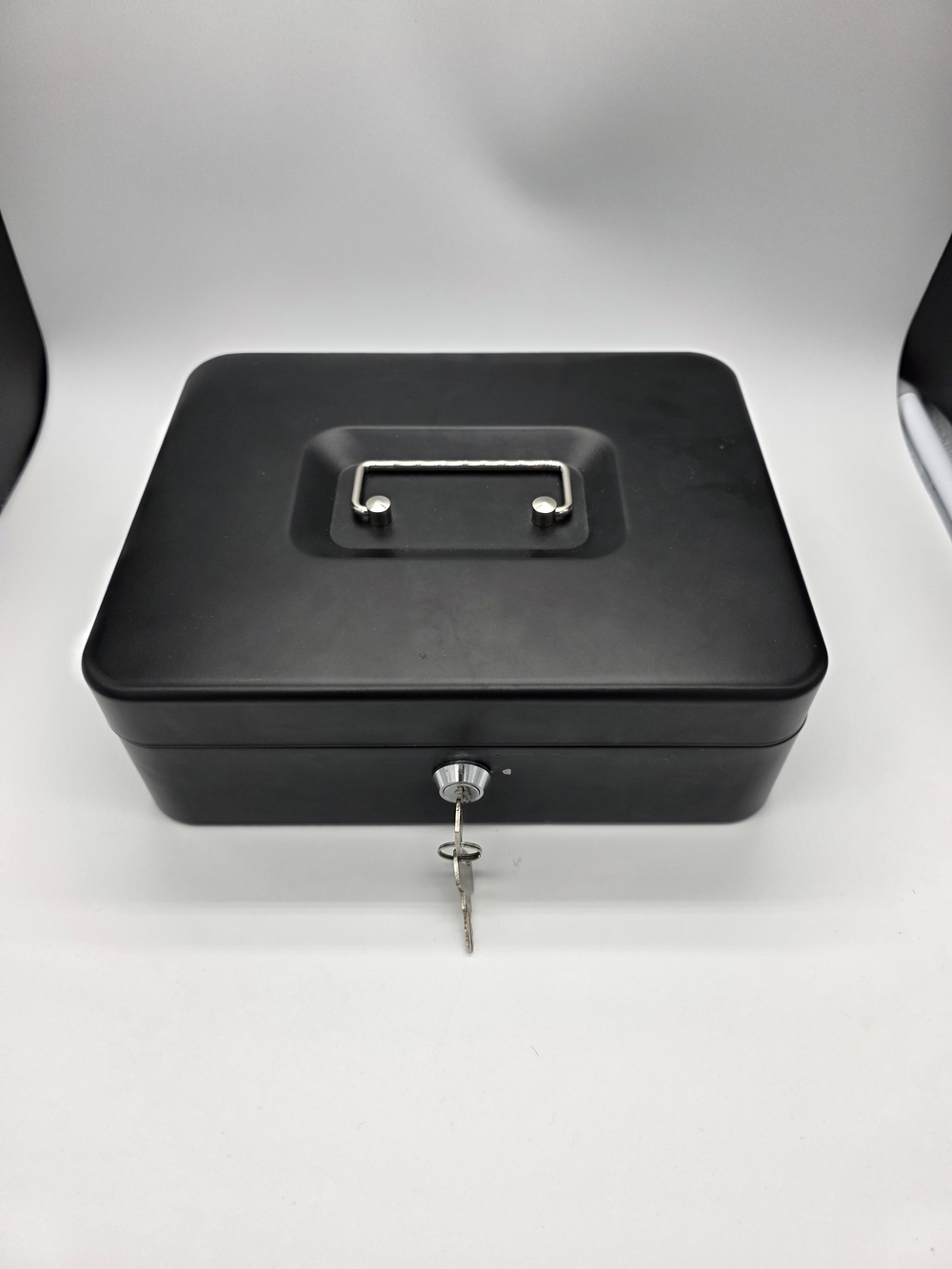 Black Cash Box with Key Lock - Compact Secure Storage